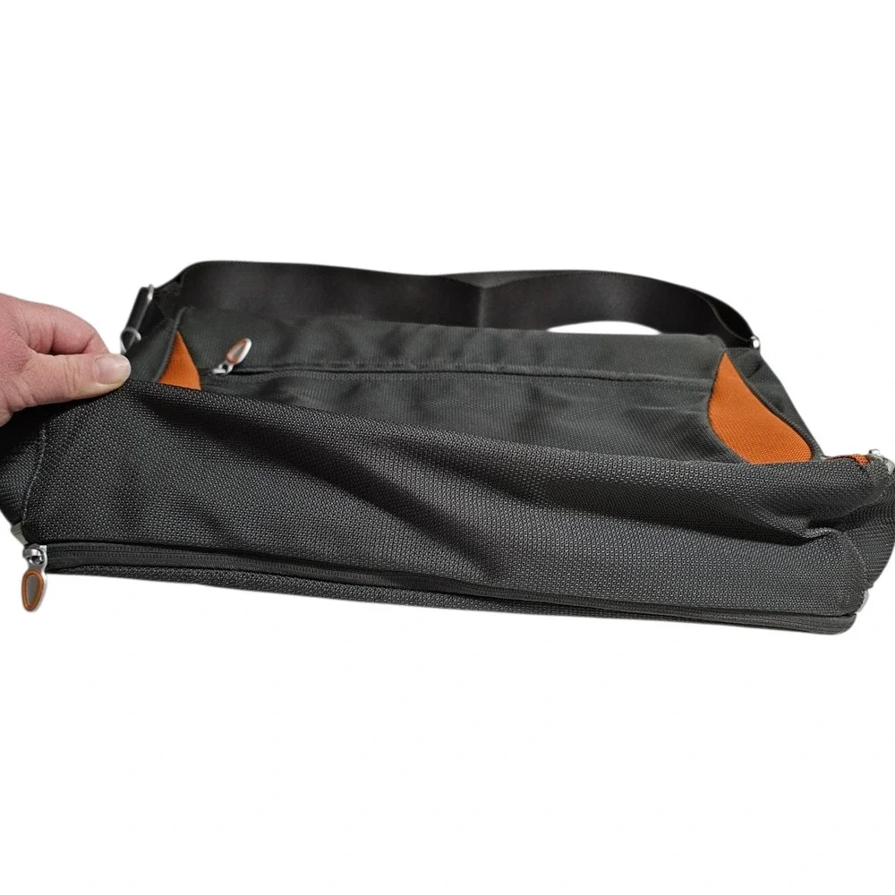Tumi Ducati Corse Messenger Bag Laptop Crossbody Shoulder Travel Gray Orange